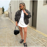 Ladies’ Leopard Print Bomber Jacket