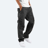 Relaxed Fit Cotton Cargo Trousers with Elastic Waist