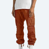 Relaxed Fit Cotton Cargo Trousers with Elastic Waist