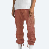 Relaxed Fit Cotton Cargo Trousers with Elastic Waist