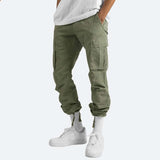 Relaxed Fit Cotton Cargo Trousers with Elastic Waist