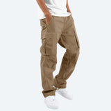 Relaxed Fit Cotton Cargo Trousers with Elastic Waist