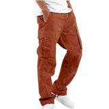 Relaxed Fit Cotton Cargo Trousers with Elastic Waist