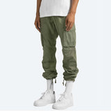 Relaxed Fit Cotton Cargo Trousers with Elastic Waist