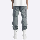 Relaxed Fit Cotton Cargo Trousers with Elastic Waist