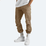 Relaxed Fit Cotton Cargo Trousers with Elastic Waist