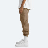 Relaxed Fit Cotton Cargo Trousers with Elastic Waist