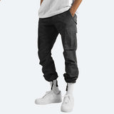 Relaxed Fit Cotton Cargo Trousers with Elastic Waist