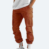 Relaxed Fit Cotton Cargo Trousers with Elastic Waist