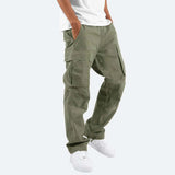 Relaxed Fit Cotton Cargo Trousers with Elastic Waist