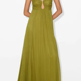 Ladies’ Olive Halter Maxi Dress