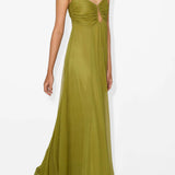 Ladies’ Olive Halter Maxi Dress