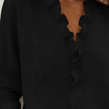 Women's Ruffle V-Neck Button Blouse