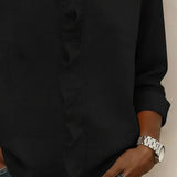 Women's Ruffle V-Neck Button Blouse