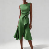 Sleeveless Draped Midi Dress