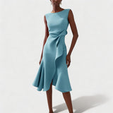 Sleeveless Draped Midi Dress