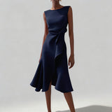Sleeveless Draped Midi Dress