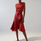 Sleeveless Draped Midi Dress