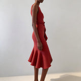 Sleeveless Draped Midi Dress