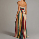 Striped Strapless Maxi Dress