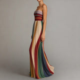 Striped Strapless Maxi Dress