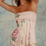 Women's Strapless Floral Print Mini Dress