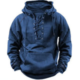 Men's Lace-Up Hoodie in Thick Relaxed-Fit Fabric