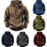 Men's Lace-Up Hoodie in Thick Relaxed-Fit Fabric