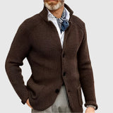 Men's Military-Inspired Fitted Knit Cardigan