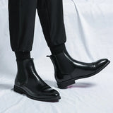Glossy PU Leather Chelsea Boots with Red Sole