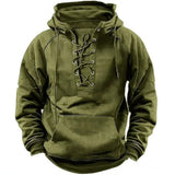 Men's Lace-Up Hoodie in Thick Relaxed-Fit Fabric