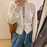 Women's Grey Autumn Crew Neck Cardigan