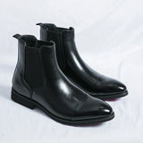 Glossy PU Leather Chelsea Boots with Red Sole