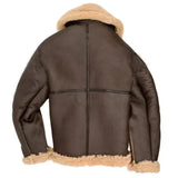 Sherpa-Lined Faux Leather Aviator Winter Jacket