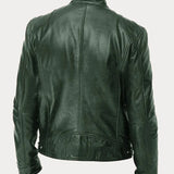 Men's Leather Jacket with Zip and Pockets