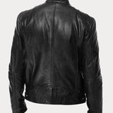Men's Leather Jacket with Zip and Pockets