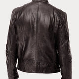 Men's Leather Jacket with Zip and Pockets