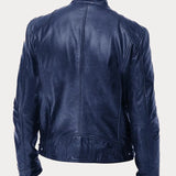Men's Leather Jacket with Zip and Pockets