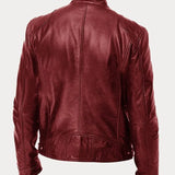 Men's Leather Jacket with Zip and Pockets
