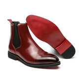 Glossy PU Leather Chelsea Boots with Red Sole