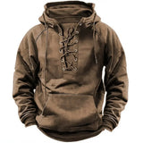 Men's Lace-Up Hoodie in Thick Relaxed-Fit Fabric