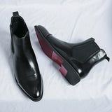 Glossy PU Leather Chelsea Boots with Red Sole