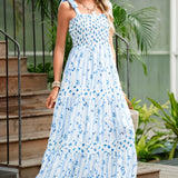 Ladies’ Floral Blue Maxi Dress