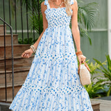 Ladies’ Floral Blue Maxi Dress