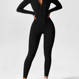 Women's Zip Front Long Sleeve Jumpsuit
