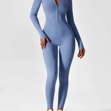 Women's Zip Front Long Sleeve Jumpsuit