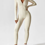 Women's Zip Front Long Sleeve Jumpsuit