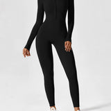 Women's Zip Front Long Sleeve Jumpsuit
