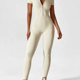 Women's Zip Front Long Sleeve Jumpsuit
