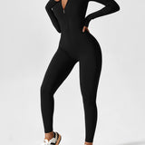 Women's Zip Front Long Sleeve Jumpsuit